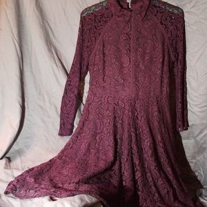 Womens size 10 maroon colored lace dress